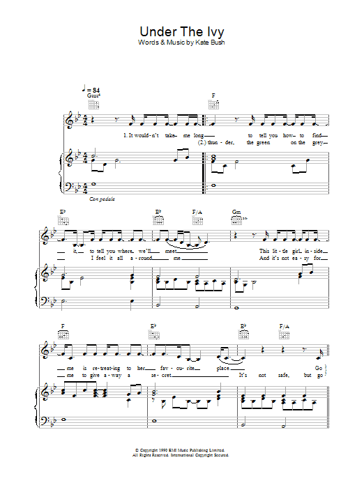 Kate Bush Under The Ivy Sheet Music Notes & Chords for Piano, Vocal & Guitar - Download or Print PDF