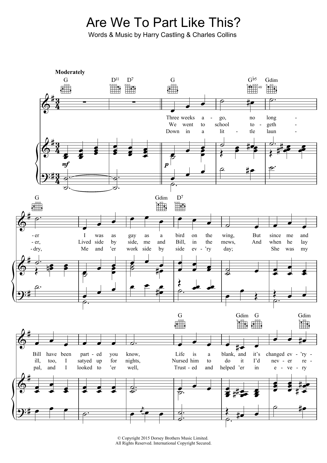 Kate Carney Are We To Part Like This? Sheet Music Notes & Chords for Piano, Vocal & Guitar (Right-Hand Melody) - Download or Print PDF