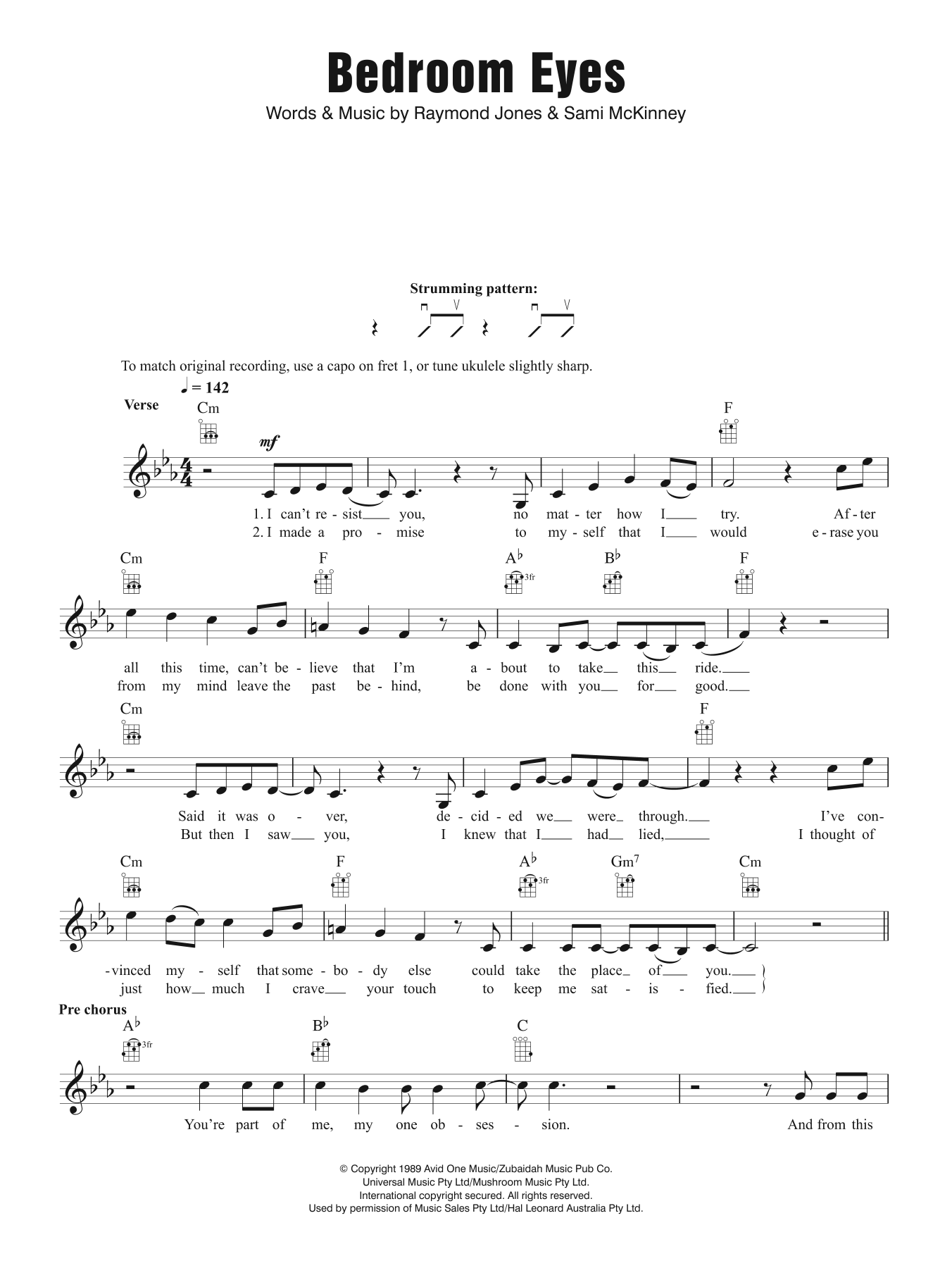 Kate Ceberano Bedroom Eyes Sheet Music Notes & Chords for Piano, Vocal & Guitar (Right-Hand Melody) - Download or Print PDF