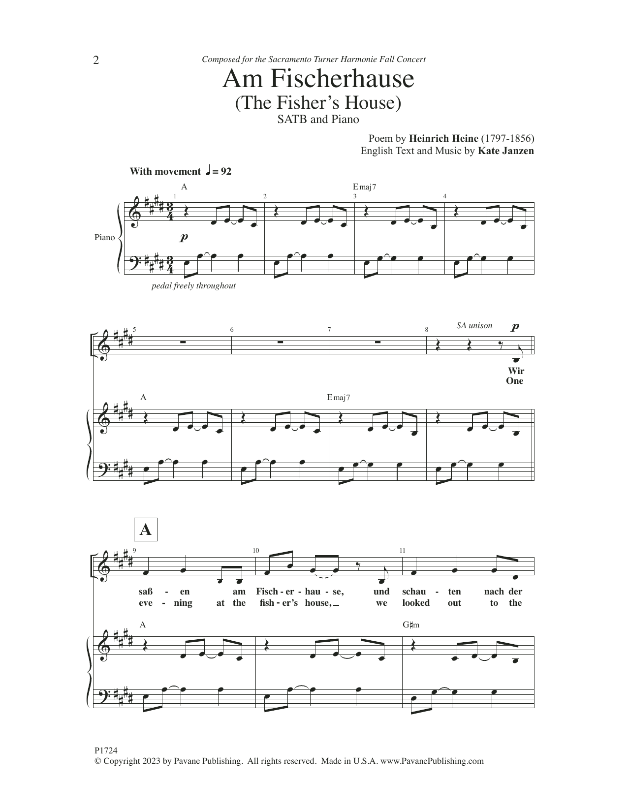 Kate Janzen Am Fischerhause (The Fisher's House) Sheet Music Notes & Chords for SATB Choir - Download or Print PDF