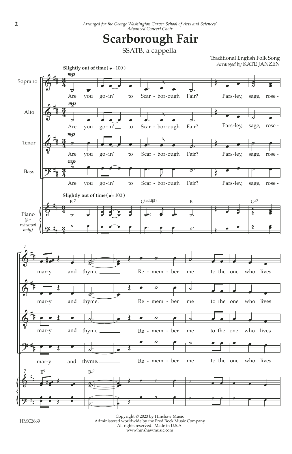 Kate Janzen Scarborough Fair Sheet Music Notes & Chords for SSATB Choir - Download or Print PDF Kate Janzen Scarborough Fair Sheet Music Notes & Chords for SSATB Choir - Download or Print PDF