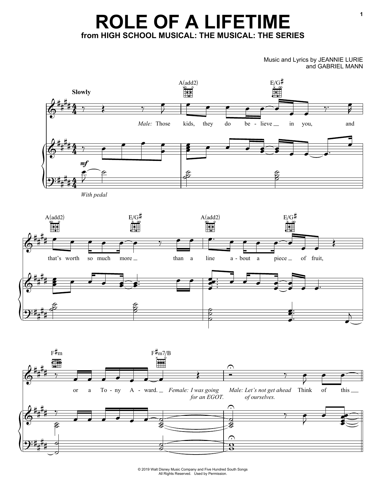 Kate Reinders & Lucas Grabeel Role Of A Lifetime (from High School Musical: The Musical: The Series) Sheet Music Notes & Chords for Piano, Vocal & Guitar (Right-Hand Melody) - Download or Print PDF