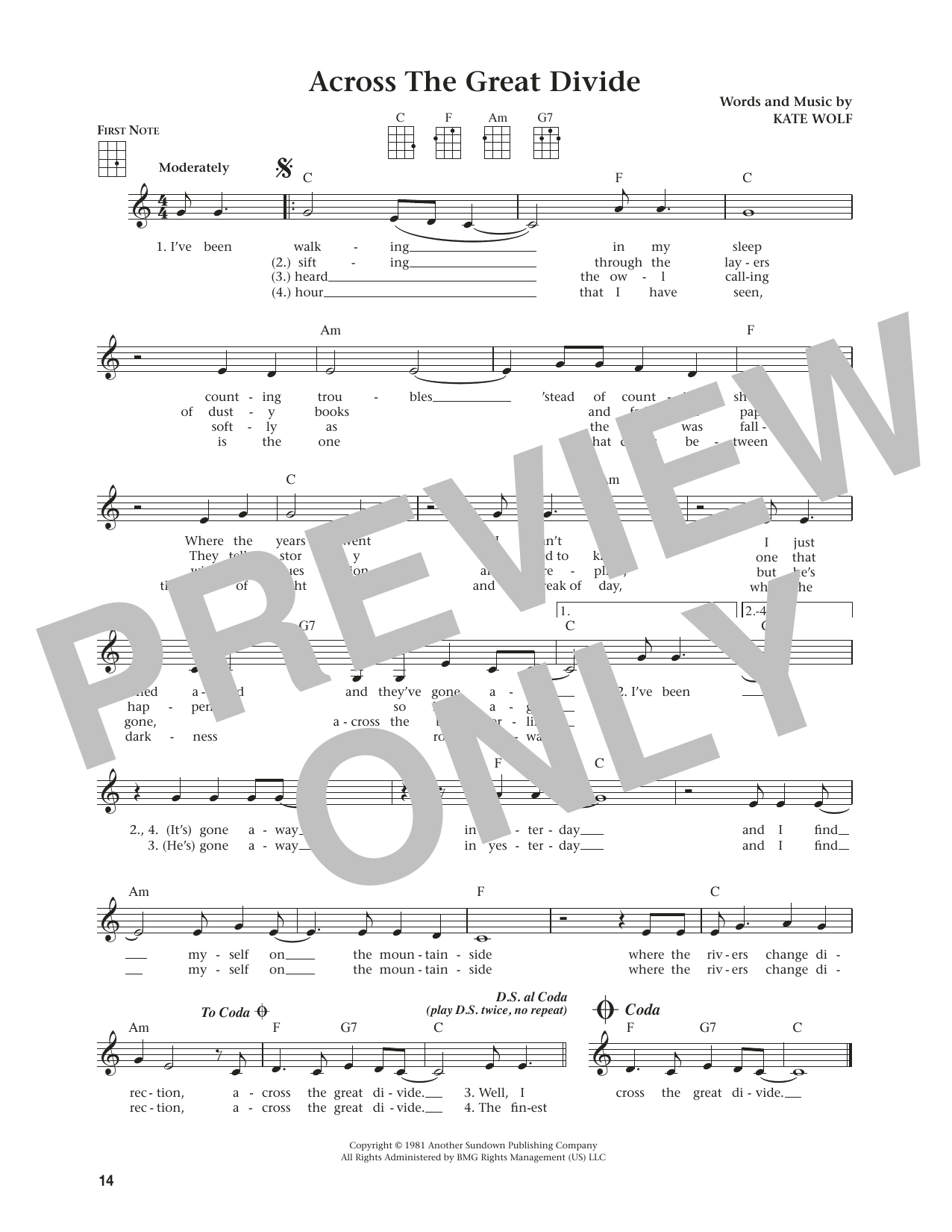 Kate Wolf Across The Great Divide (from The Daily Ukulele) (arr. Jim Beloff) Sheet Music Notes & Chords for Ukulele - Download or Print PDF