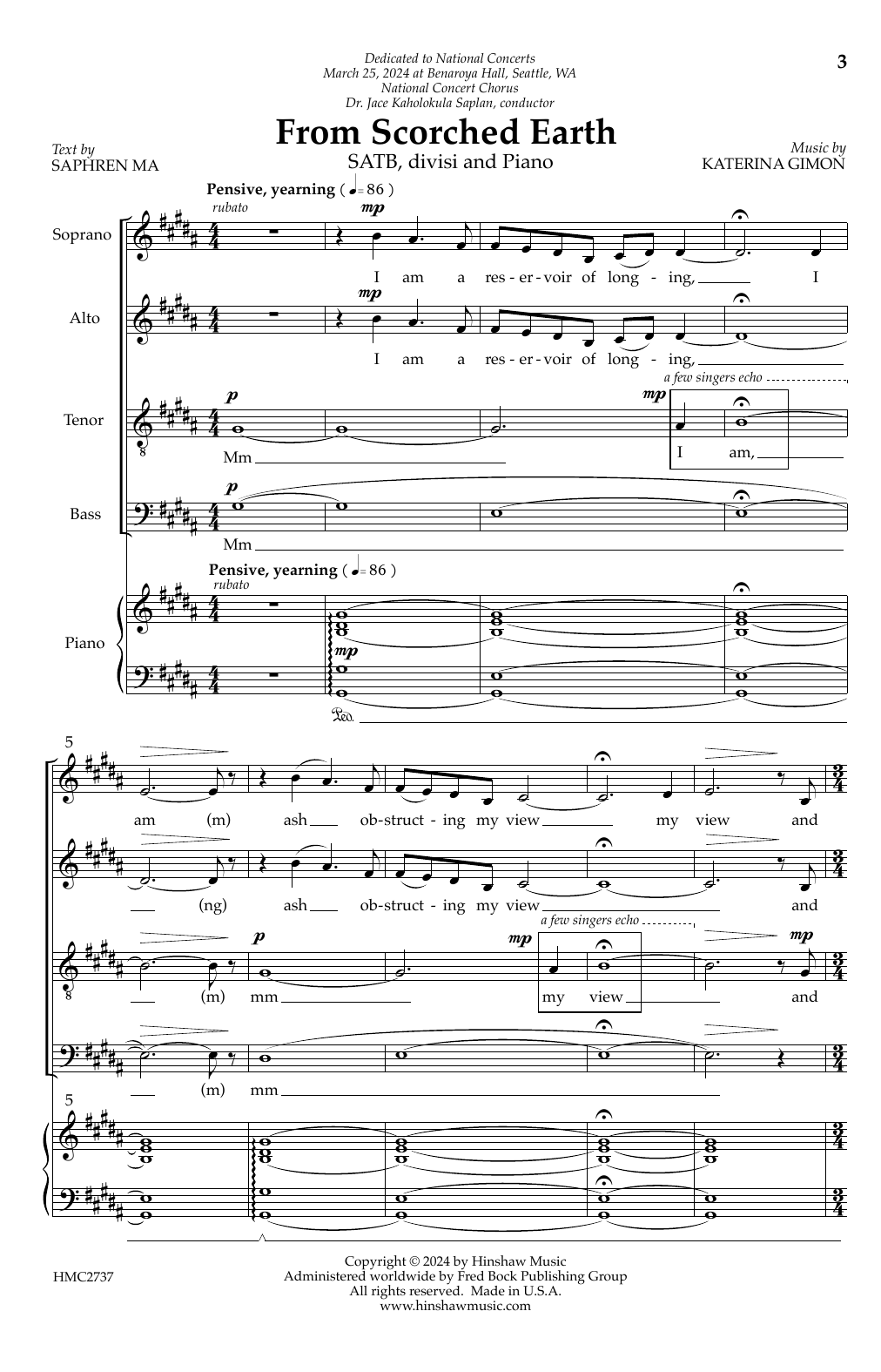 Katerina Gimon From Scorched Earth Sheet Music Notes & Chords for SATB Choir - Download or Print PDF