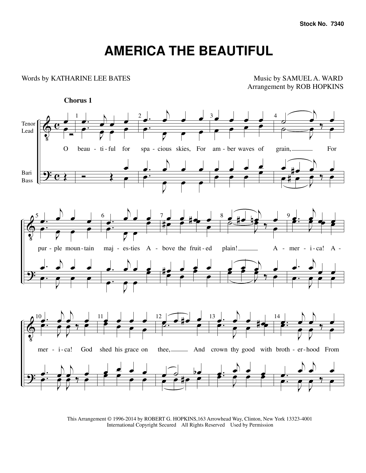 Katharine Lee Bates America, the Beautiful (arr. Rob Hopkins) Sheet Music Notes & Chords for TTBB Choir - Download or Print PDF
