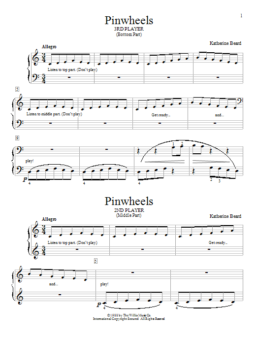 Katherine Beard Pinwheels Sheet Music Notes & Chords for Piano Duet - Download or Print PDF
