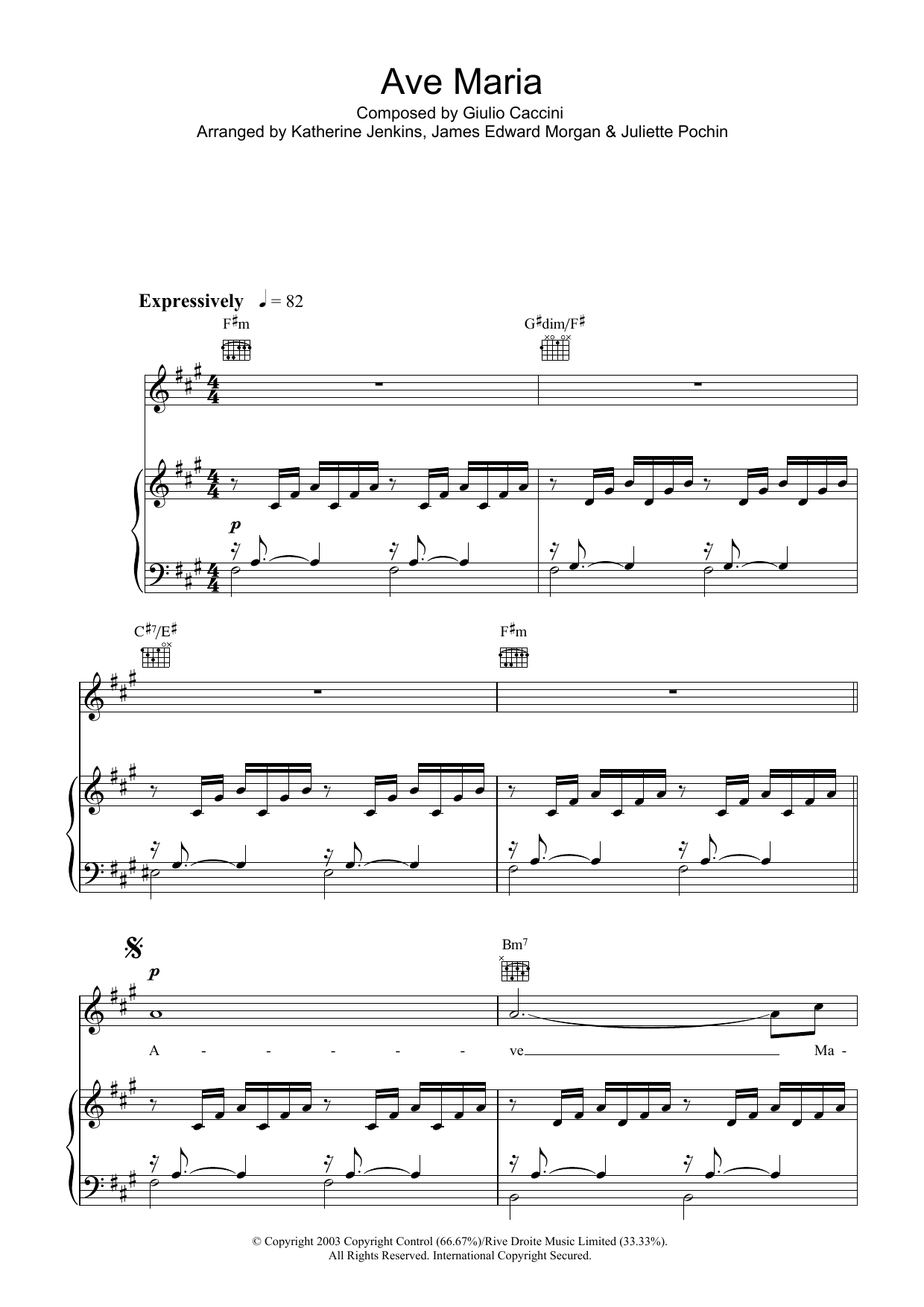 Katherine Jenkins Ave Maria Sheet Music Notes & Chords for Piano, Vocal & Guitar - Download or Print PDF