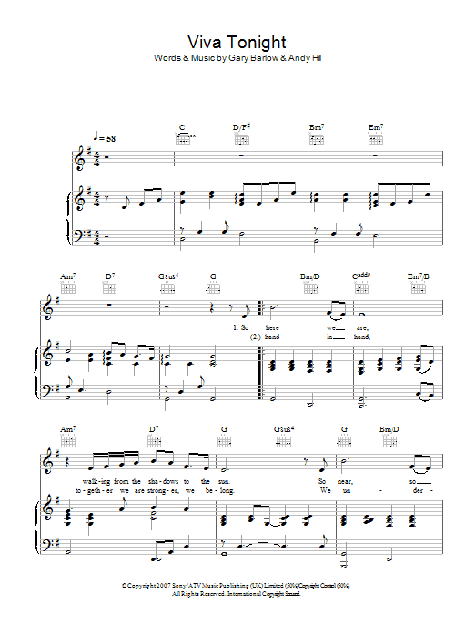 Katherine Jenkins Viva Tonight Sheet Music Notes & Chords for Piano, Vocal & Guitar - Download or Print PDF