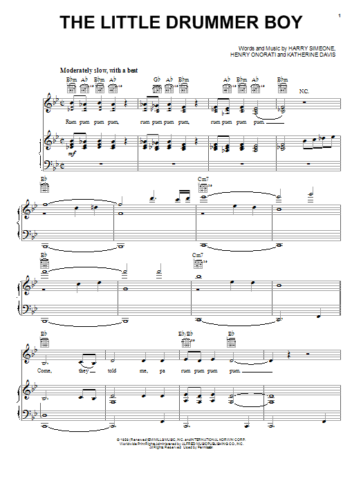 Katherine K. Davis The Little Drummer Boy Sheet Music Notes & Chords for Easy Piano - Download or Print PDF