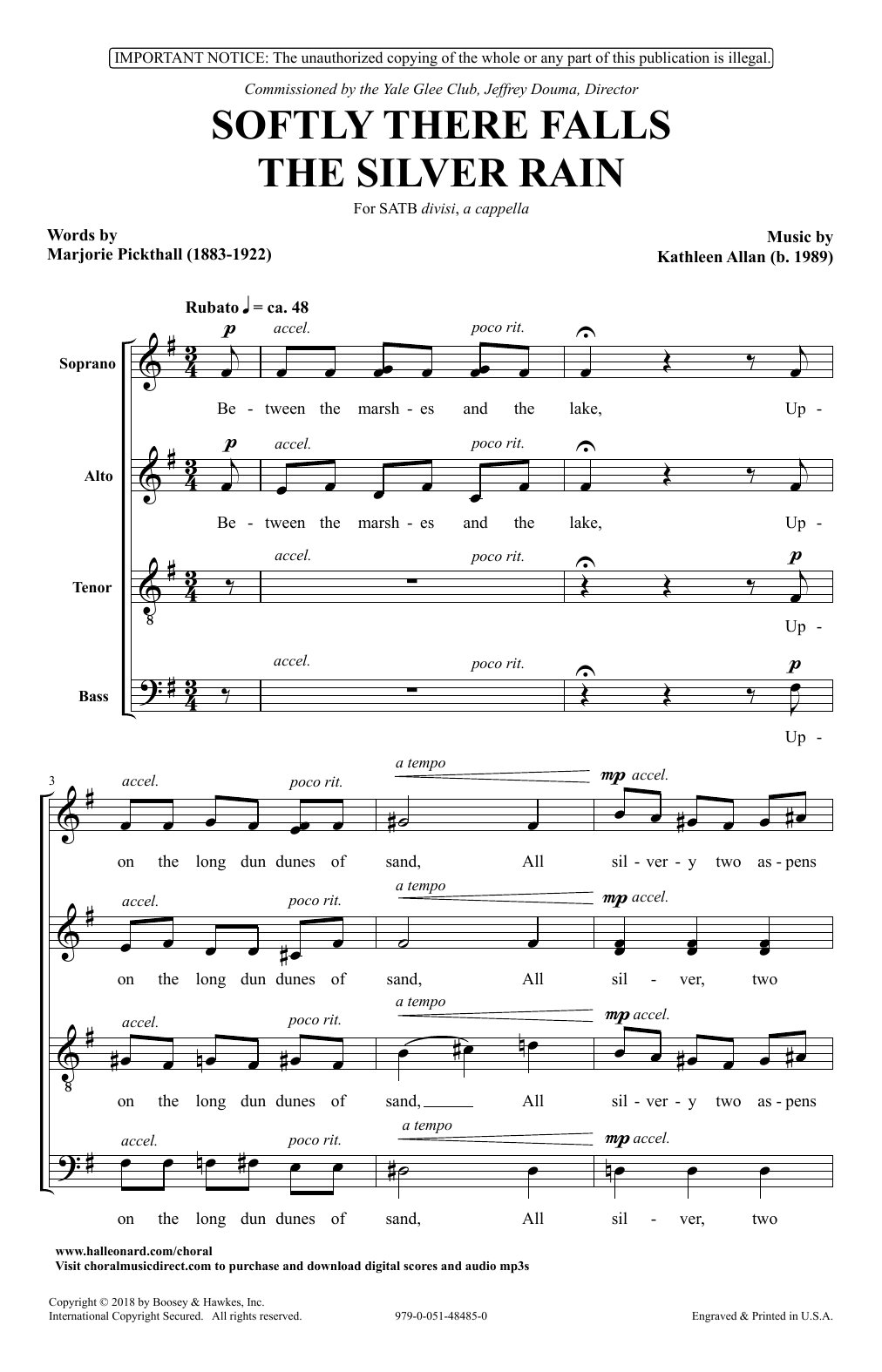 Kathleen Allan Softly There Falls The Silver Rain Sheet Music Notes & Chords for SATB Choir - Download or Print PDF