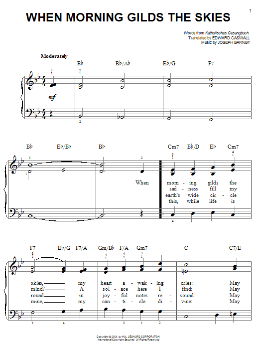 Joseph Barnby When Morning Gilds The Skies Sheet Music Notes & Chords for Easy Piano - Download or Print PDF