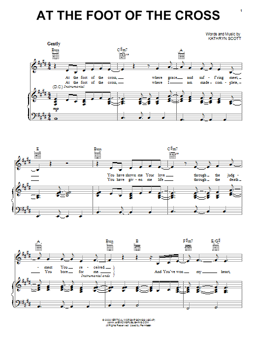 Kathryn Scott At The Foot Of The Cross Sheet Music Notes & Chords for Piano, Vocal & Guitar (Right-Hand Melody) - Download or Print PDF