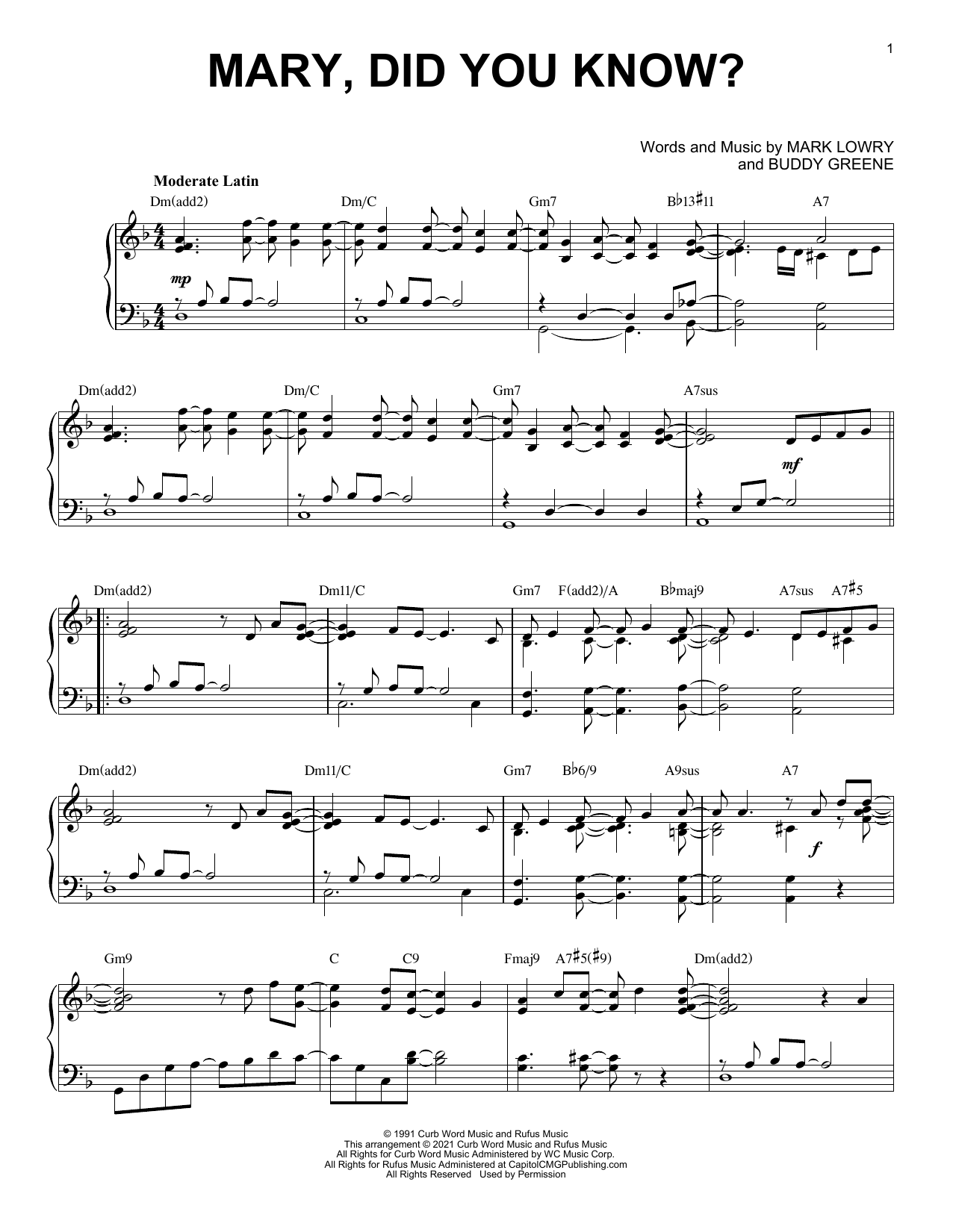 Kathy Mattea Mary, Did You Know? [Jazz version] (arr. Brent Edstrom) Sheet Music Notes & Chords for Piano Solo - Download or Print PDF