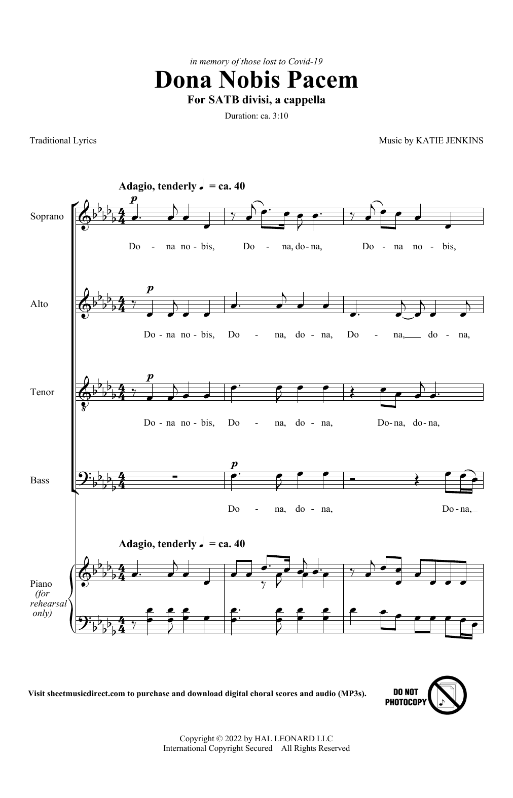 Katie Jenkins Dona Nobis Pacem Sheet Music Notes & Chords for SATB Choir - Download or Print PDF