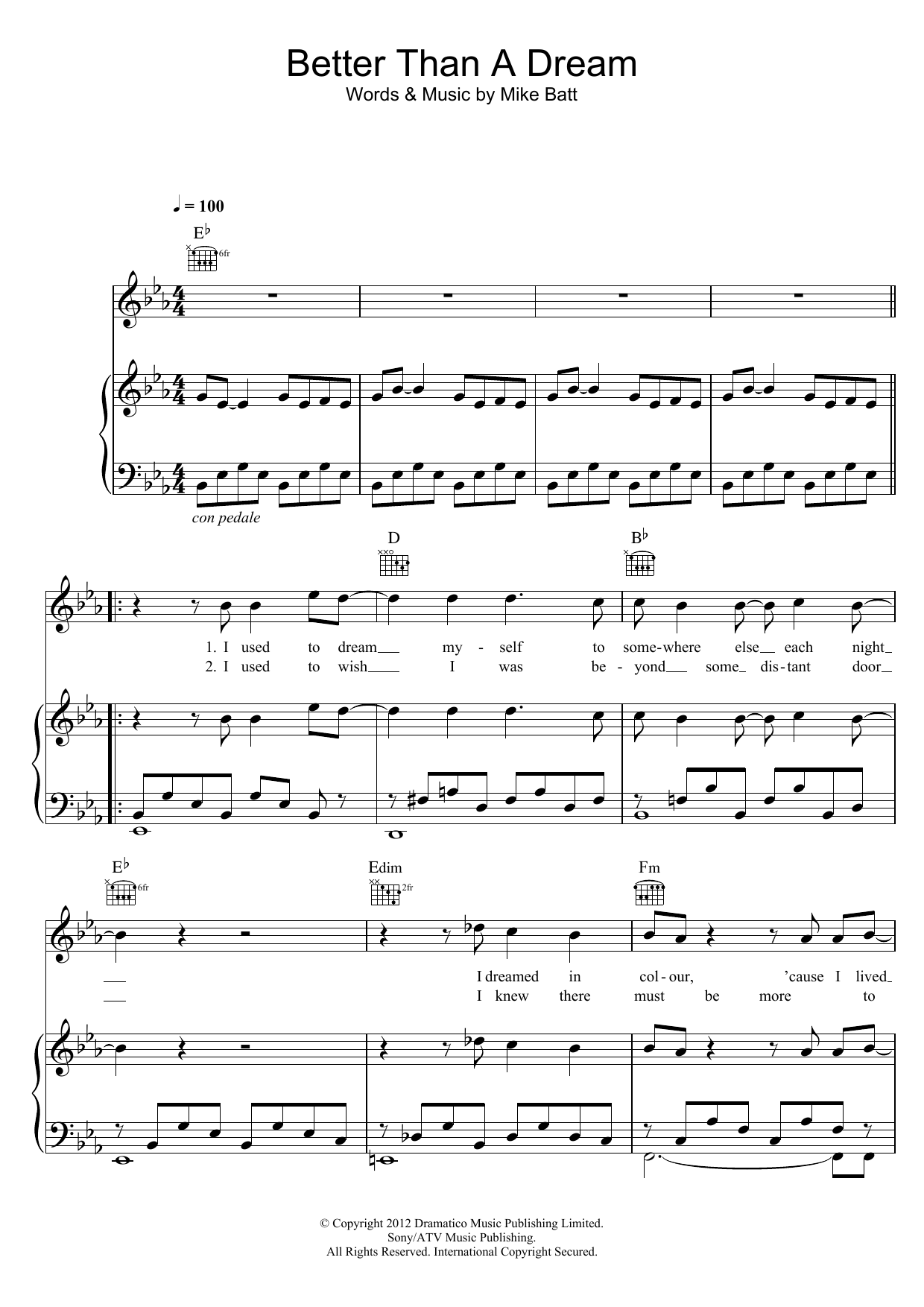 Katie Melua Better Than A Dream Sheet Music Notes & Chords for Piano, Vocal & Guitar (Right-Hand Melody) - Download or Print PDF