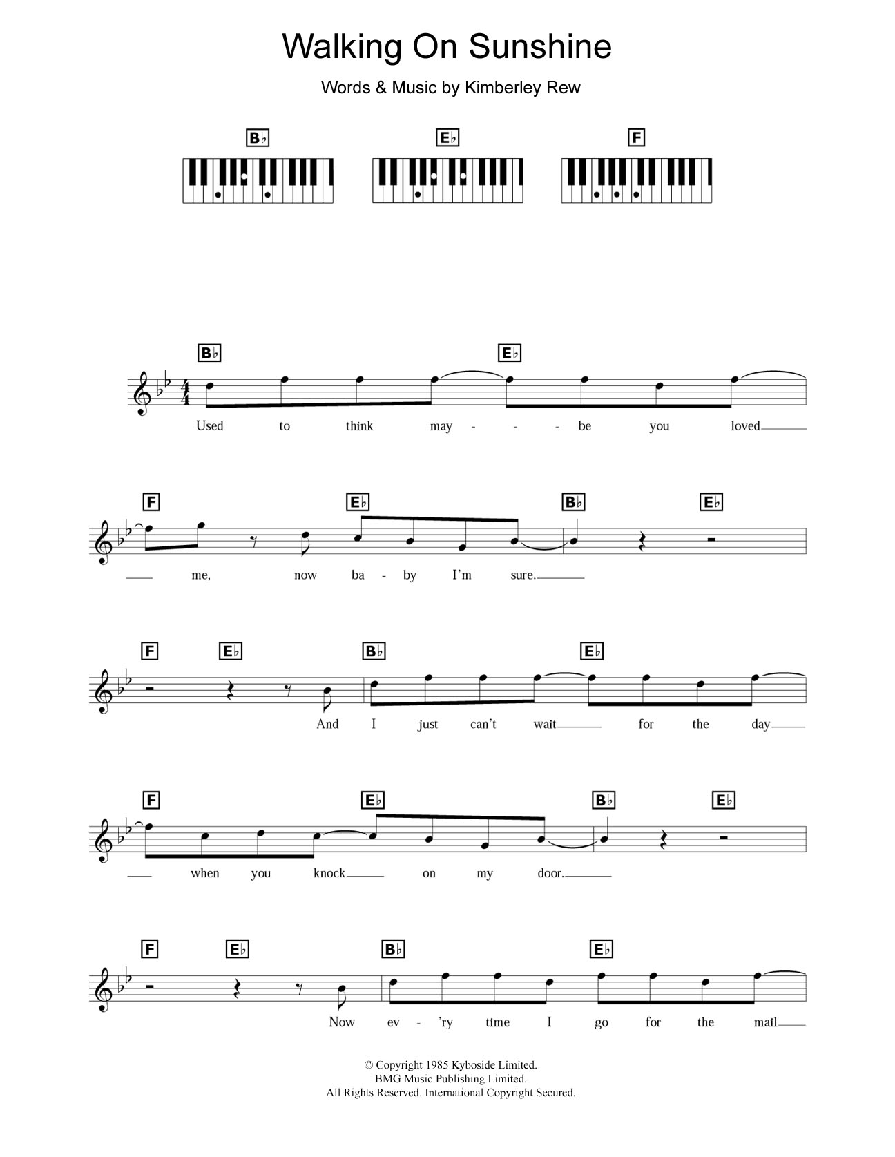 Katrina And the Waves Walking On Sunshine Sheet Music Notes & Chords for Easy Piano - Download or Print PDF