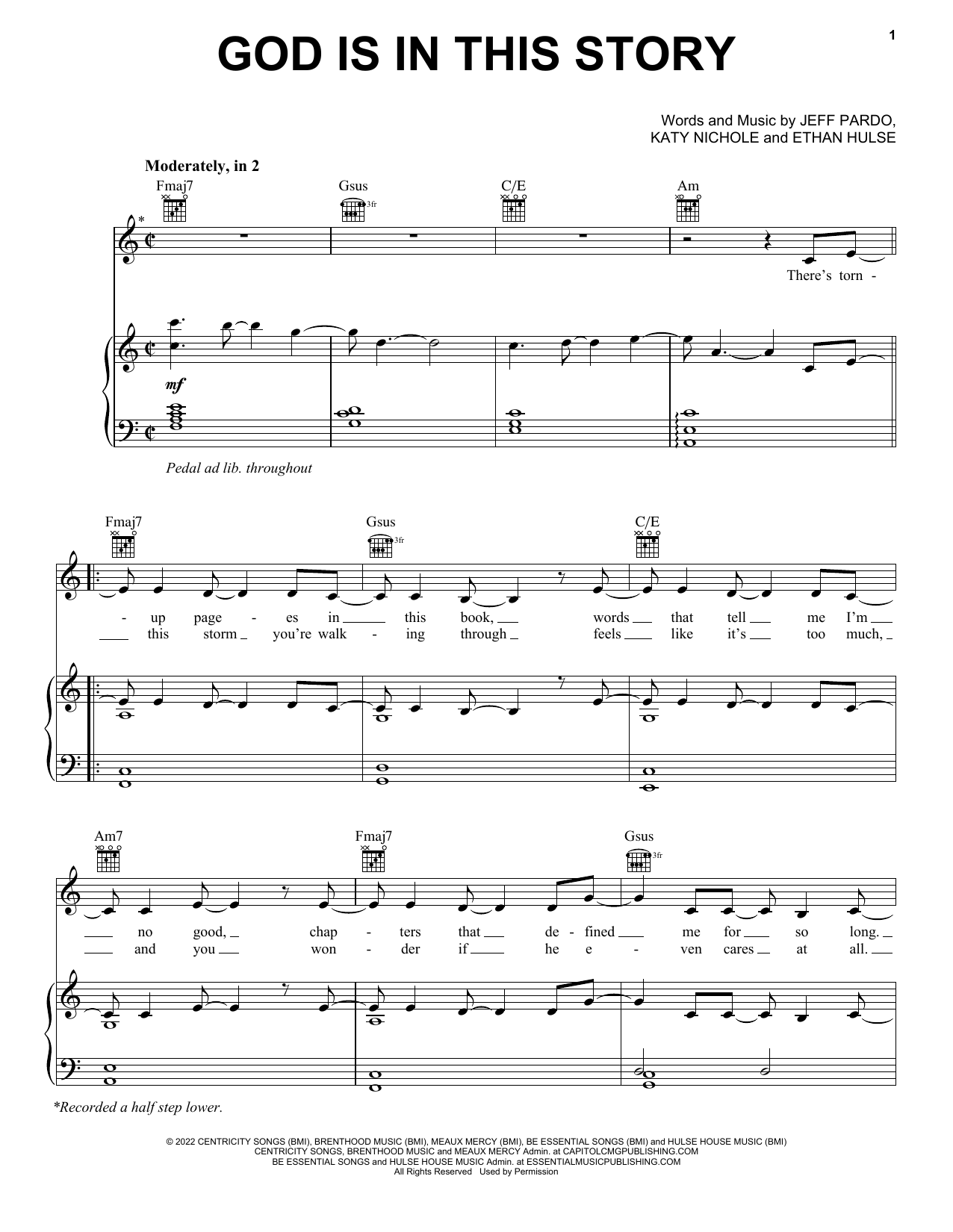 Katy Nichole & Big Daddy Weave God Is In This Story Sheet Music Notes & Chords for Piano, Vocal & Guitar Chords (Right-Hand Melody) - Download or Print PDF