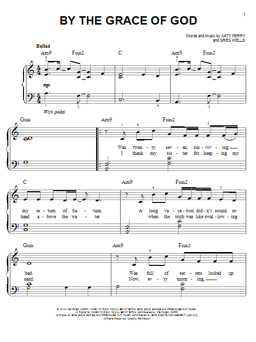 Katy Perry By The Grace Of God Sheet Music Notes & Chords for Easy Piano - Download or Print PDF