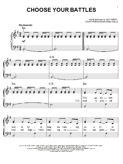 Katy Perry Choose Your Battles Sheet Music Notes & Chords for Easy Piano - Download or Print PDF