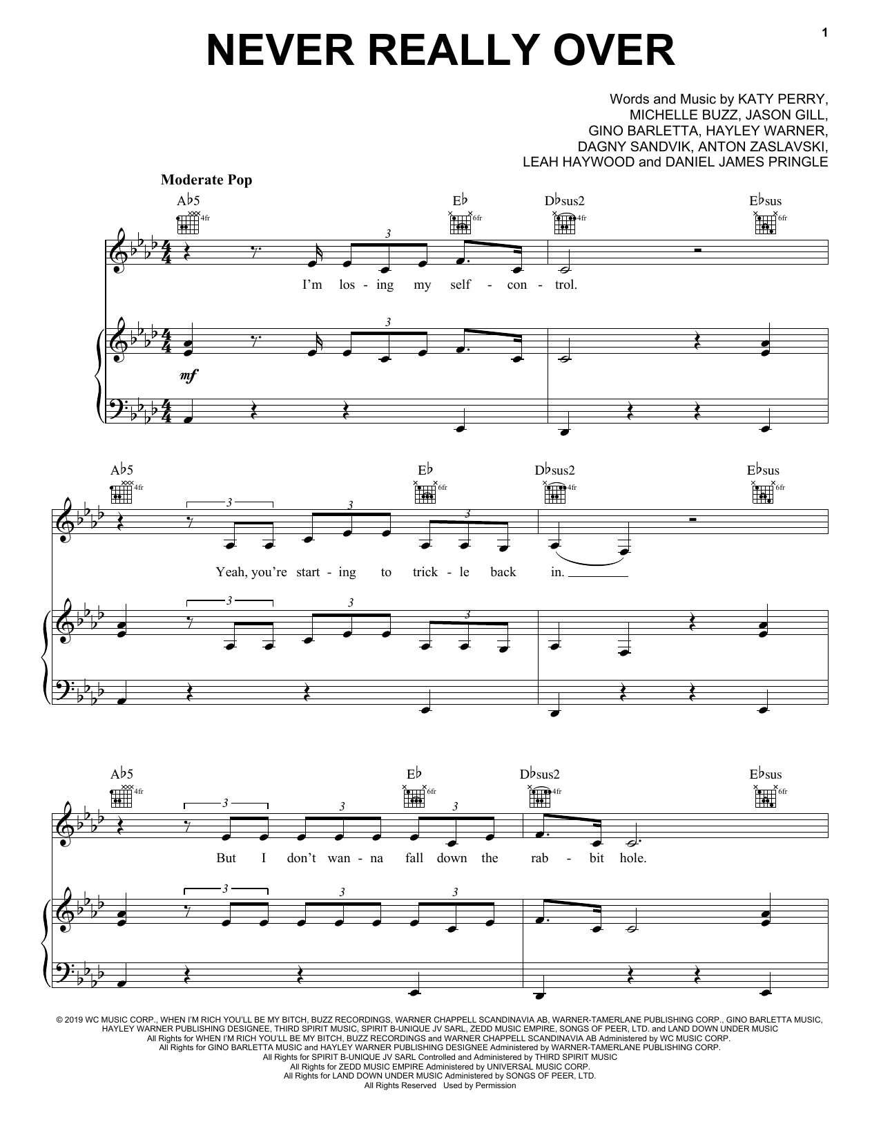 Katy Perry Never Really Over Sheet Music Notes & Chords for Ukulele - Download or Print PDF