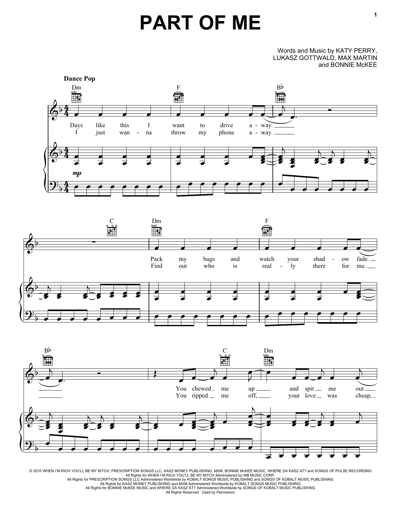 Katy Perry Part Of Me Sheet Music Notes & Chords for Voice - Download or Print PDF