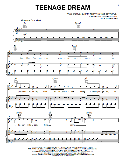 Katy Perry Teenage Dream Sheet Music Notes & Chords for Clarinet - Download or Print PDF
