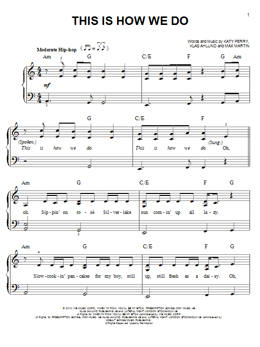 Katy Perry This Is How We Do Sheet Music Notes & Chords for Easy Piano - Download or Print PDF