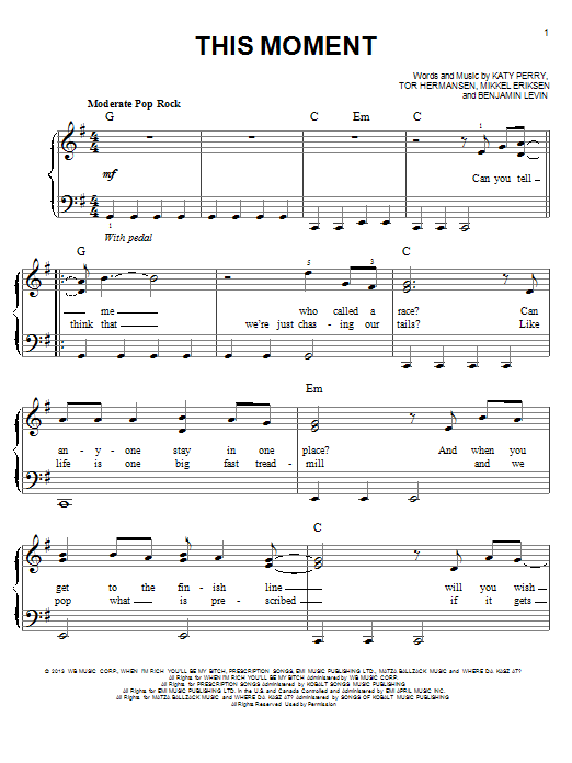 Katy Perry This Moment Sheet Music Notes & Chords for Easy Piano - Download or Print PDF