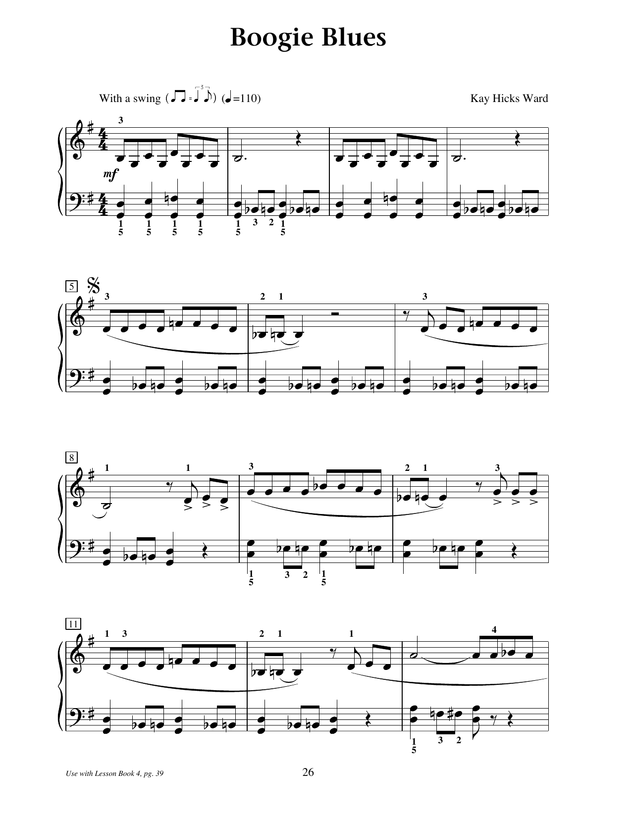 Kay Hicks Ward Boogie Blues Sheet Music Notes & Chords for Educational Piano - Download or Print PDF