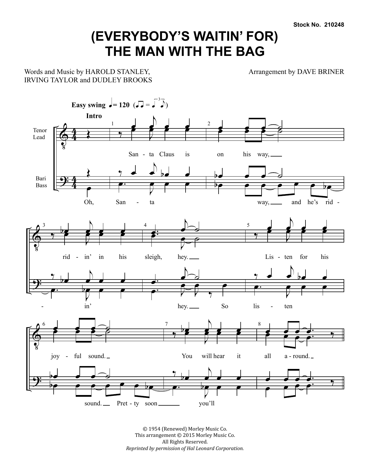 Kay Starr (Everybody's Waitin' for) The Man with the Bag (arr. Dave Briner) Sheet Music Notes & Chords for TTBB Choir - Download or Print PDF