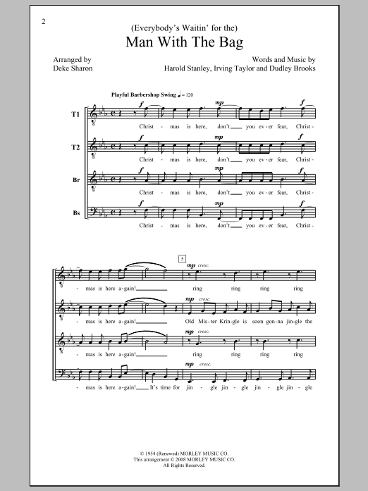 Kay Starr (Everybody's Waitin' For) The Man With The Bag (arr. Deke Sharon) Sheet Music Notes & Chords for TTBB - Download or Print PDF