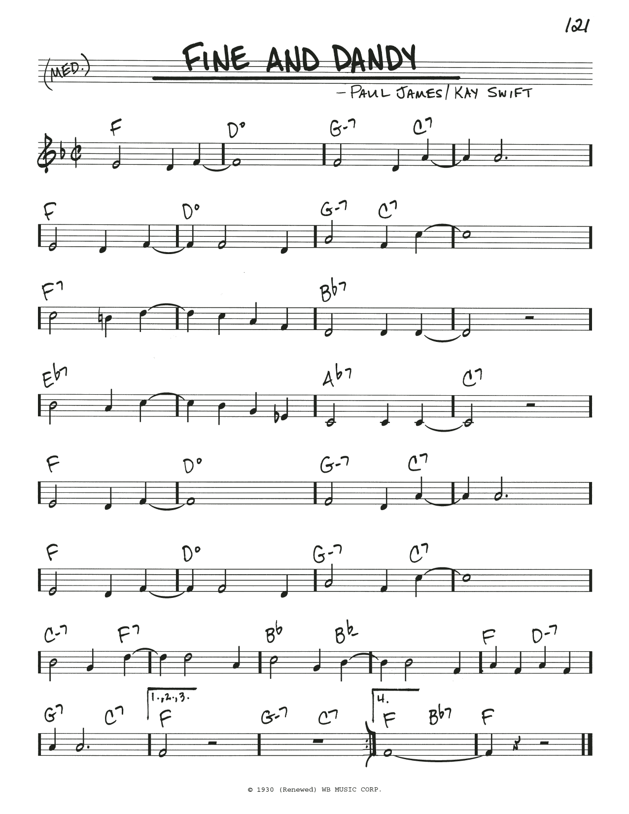 Kay Swift Fine And Dandy (from the musical Fine and Dandy) Sheet Music Notes & Chords for Real Book – Melody & Chords - Download or Print PDF