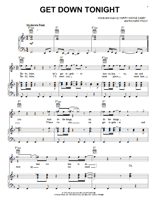 KC & The Sunshine Band Get Down Tonight Sheet Music Notes & Chords for Guitar Tab Play-Along - Download or Print PDF