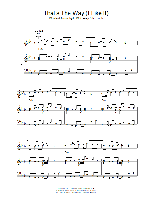 KC & The Sunshine Band That's The Way (I Like It) Sheet Music Notes & Chords for Voice - Download or Print PDF