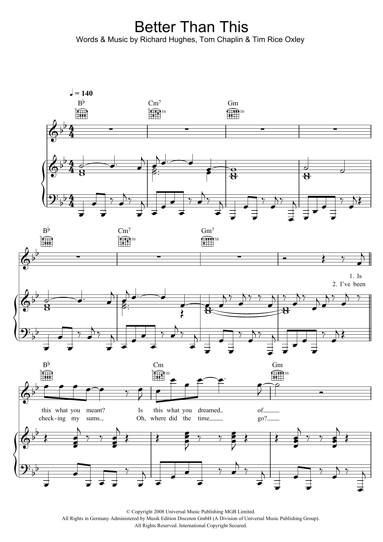 Keane Better Than This Sheet Music Notes & Chords for Piano, Vocal & Guitar - Download or Print PDF