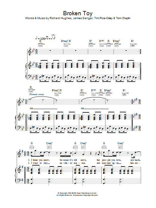 Keane Broken Toy Sheet Music Notes & Chords for Piano, Vocal & Guitar - Download or Print PDF