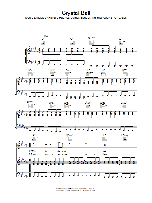 Keane Crystal Ball Sheet Music Notes & Chords for Piano, Vocal & Guitar - Download or Print PDF