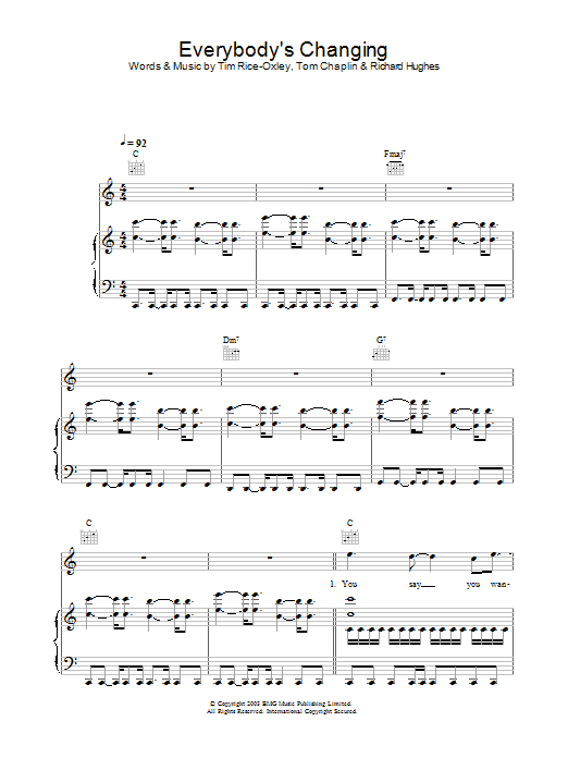 Keane Everybody's Changing Sheet Music Notes & Chords for Violin - Download or Print PDF