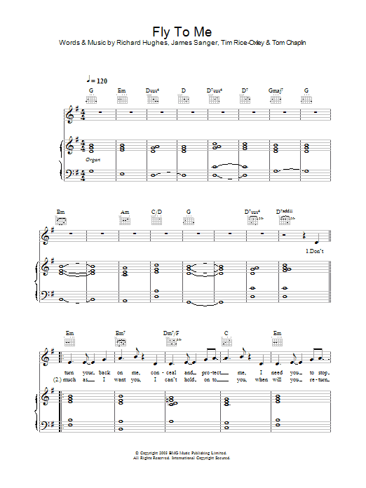 Keane Fly To Me Sheet Music Notes & Chords for Melody Line, Lyrics & Chords - Download or Print PDF