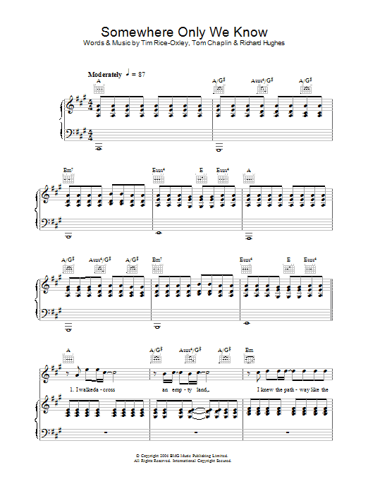 Keane Somewhere Only We Know Sheet Music Notes & Chords for Flute - Download or Print PDF