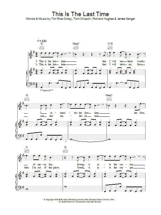 Keane This Is The Last Time Sheet Music Notes & Chords for Lead Sheet / Fake Book - Download or Print PDF