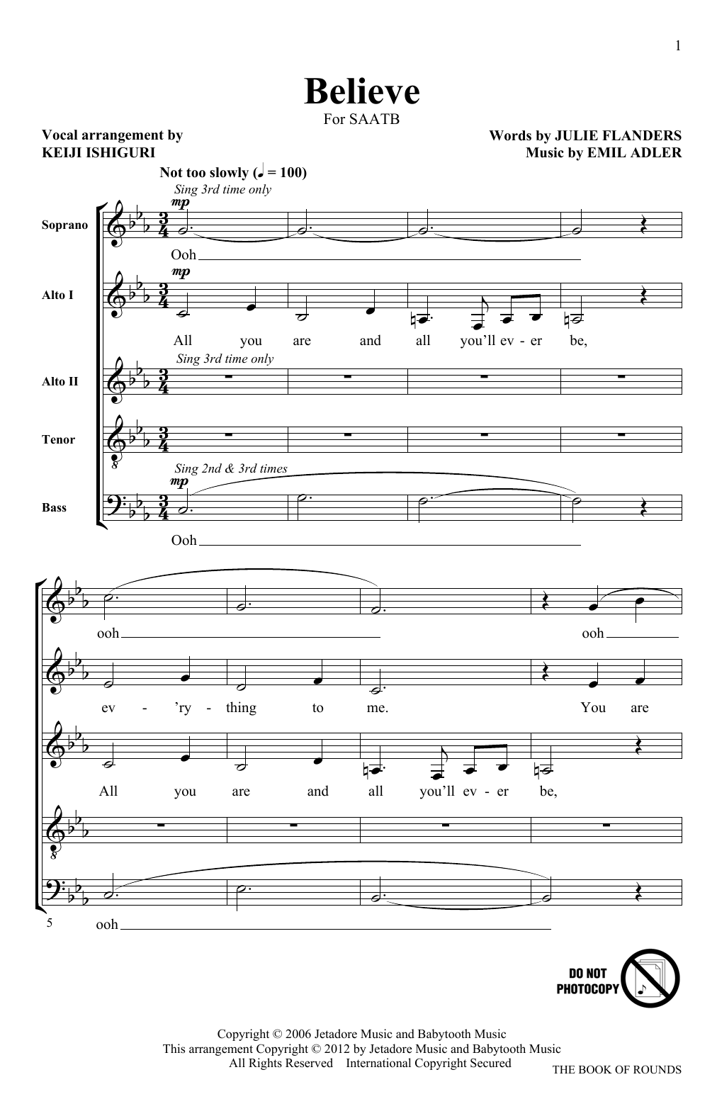 Keiji Ishiguri Believe Sheet Music Notes & Chords for SATB - Download or Print PDF