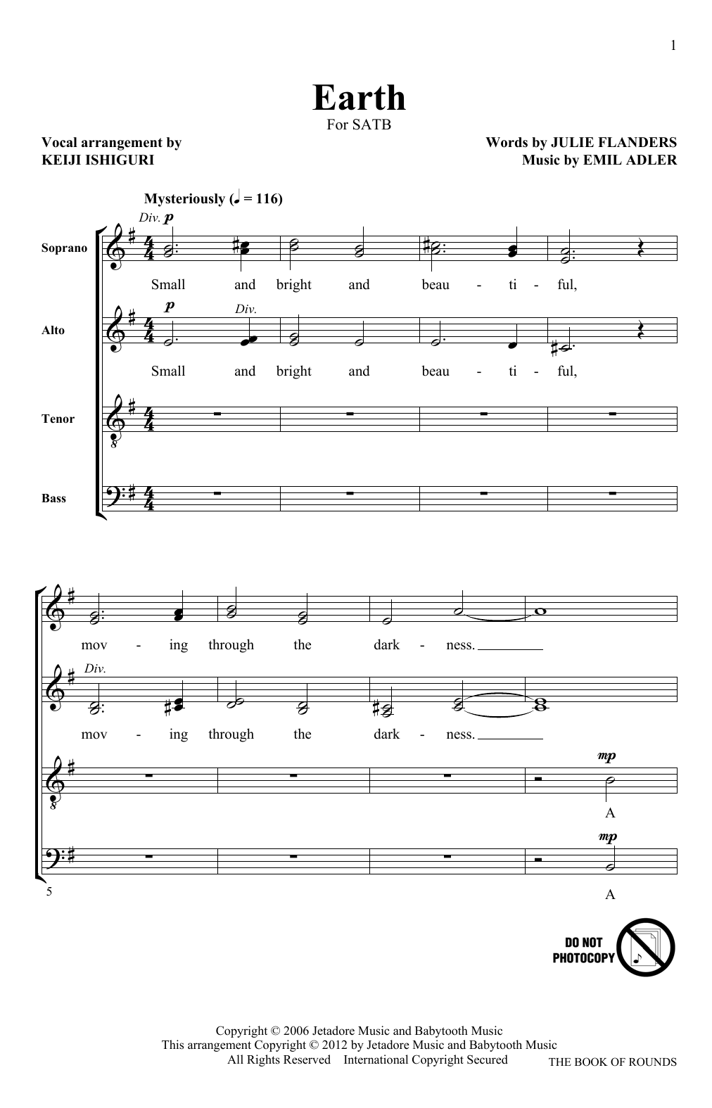 Keiji Ishiguri Earth Sheet Music Notes & Chords for SATB - Download or Print PDF