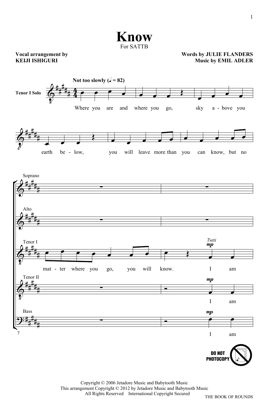 Keiji Ishiguri Know Sheet Music Notes & Chords for SATB - Download or Print PDF