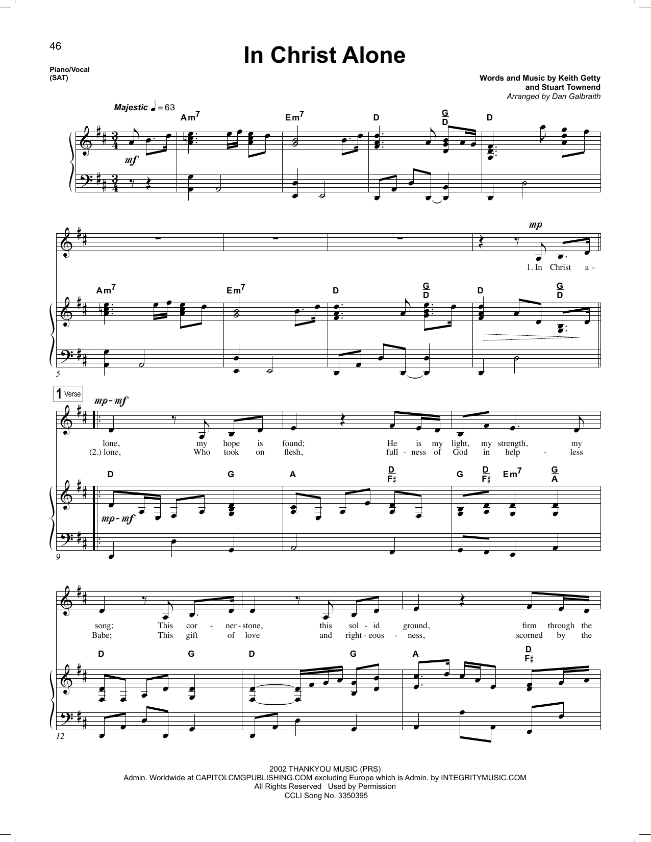 Dan Galbraith In Christ Alone Sheet Music Notes & Chords for Piano & Vocal - Download or Print PDF