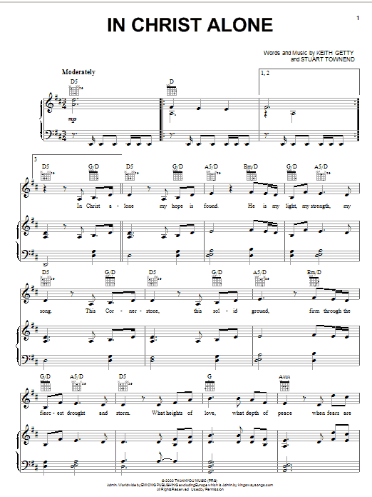 Keith & Kristyn Getty In Christ Alone Sheet Music Notes & Chords for Melody Line, Lyrics & Chords - Download or Print PDF