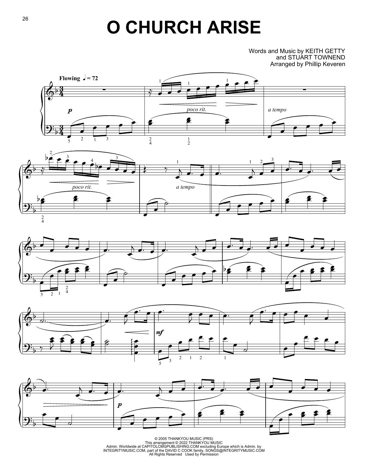 Keith & Kristyn Getty O Church Arise [Classical version] (arr. Phillip Keveren) Sheet Music Notes & Chords for Piano Solo - Download or Print PDF