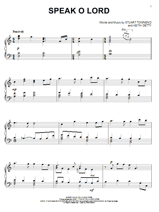 Keith & Kristyn Getty Speak O Lord Sheet Music Notes & Chords for Violin Solo - Download or Print PDF