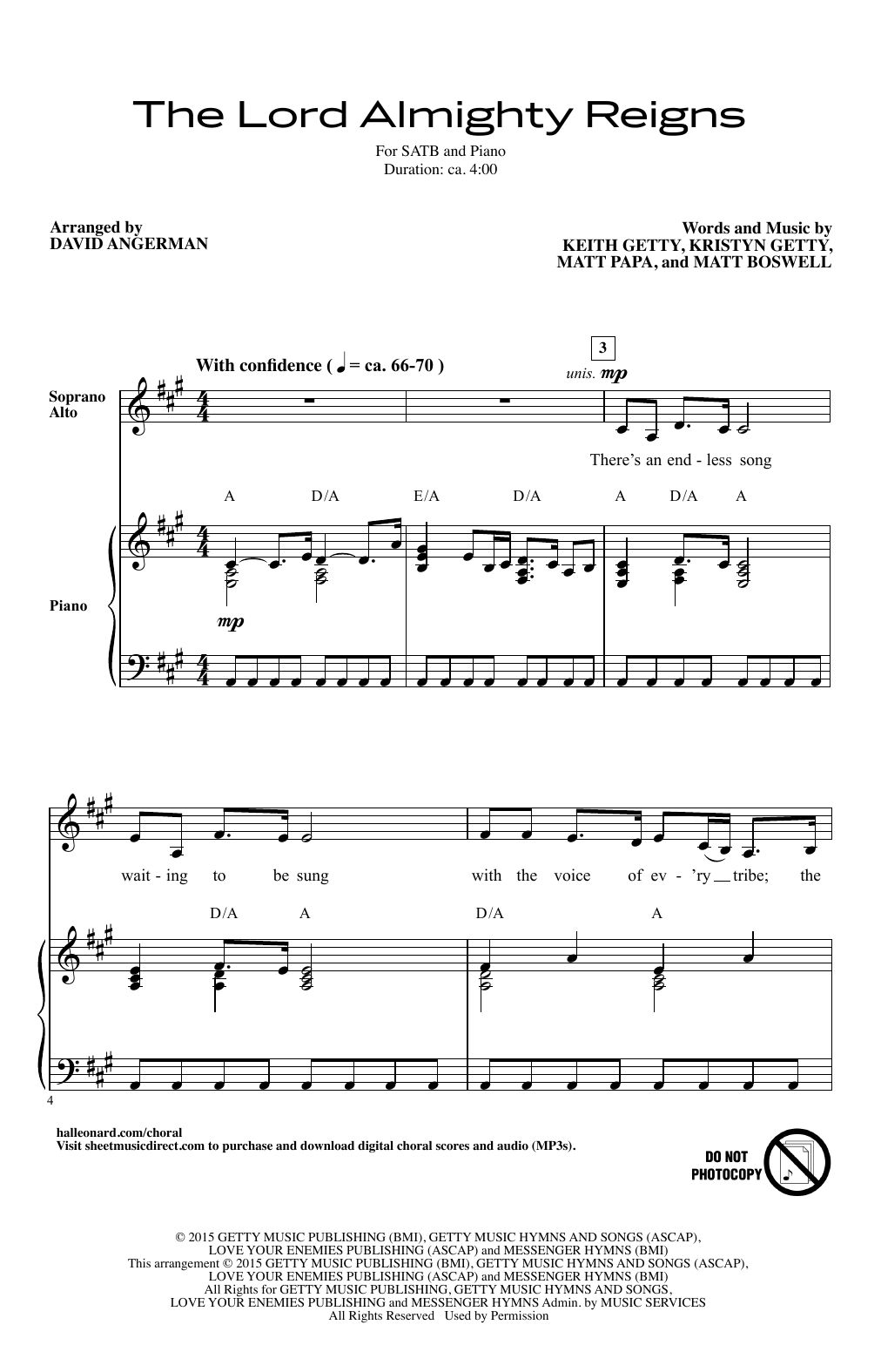 Keith & Kristyn Getty The Lord Almighty Reigns (arr. David Angerman) Sheet Music Notes & Chords for SATB Choir - Download or Print PDF