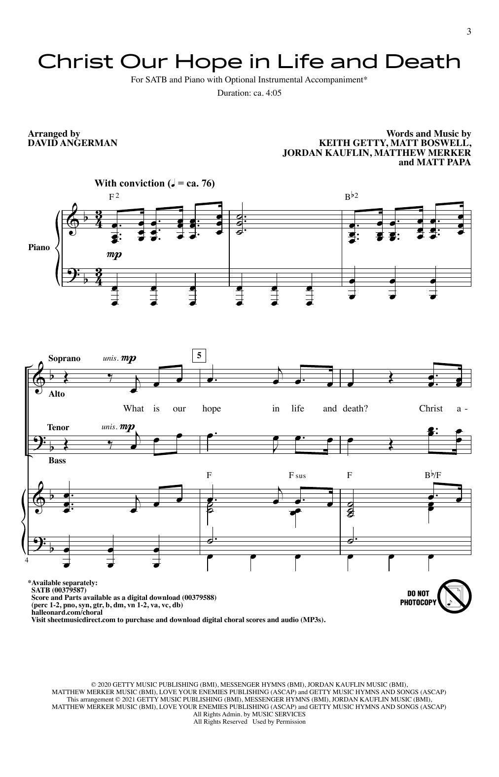 Keith and Kristyn Getty Christ Our Hope In Life And Death (arr. David Angerman) Sheet Music Notes & Chords for SATB Choir - Download or Print PDF